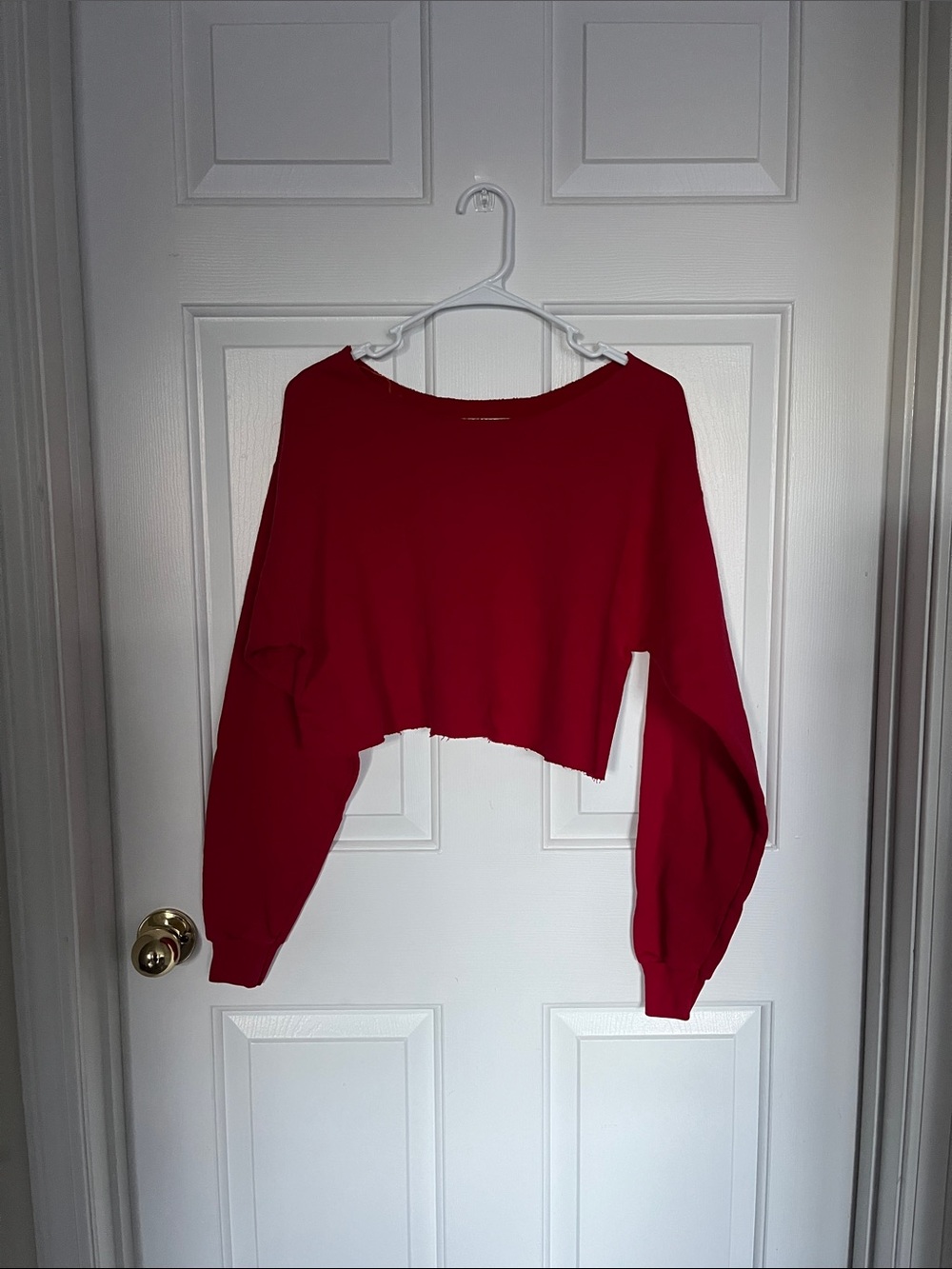 Hanes Cropped Red Crewneck | Medium-Large